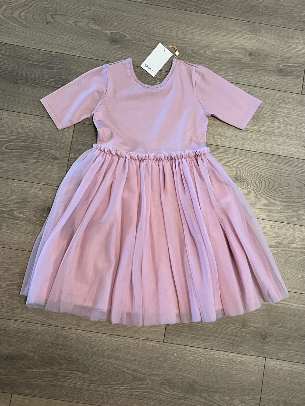 NWT Quince Girls Pink Tulle Tutu Dress- Short Sleeve Party Dress Size 8